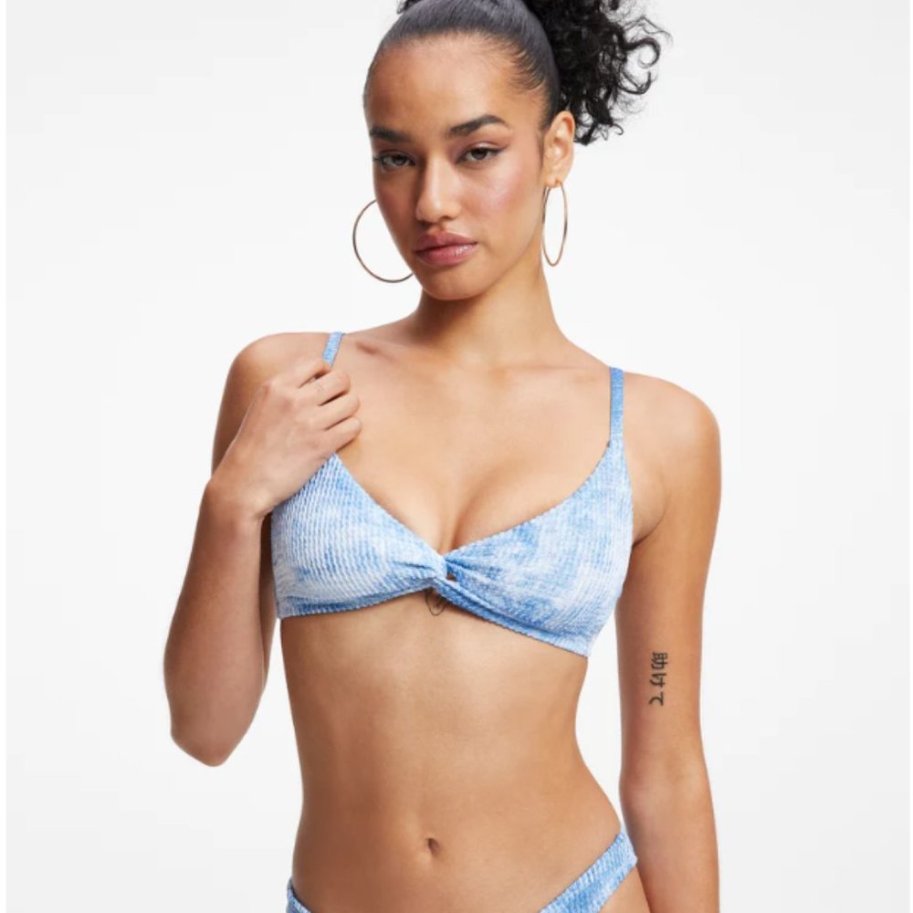 Good American Always Fits Twist Bikini Top - Indigo Tie Dye - Size Medium (2)